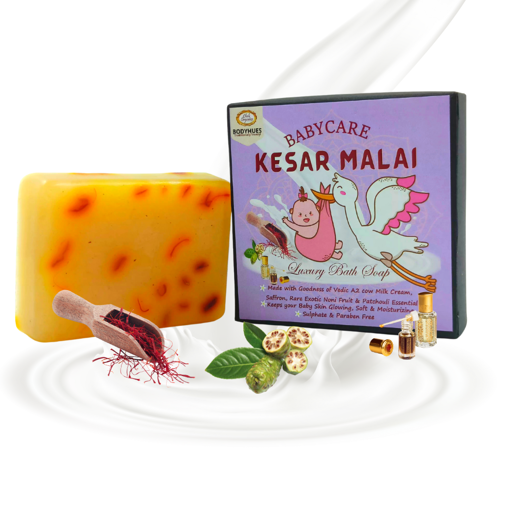 CHEKORGANICS BODYHUES – Kesar Malai Soap (Handmade Ayurvedic Luxury)