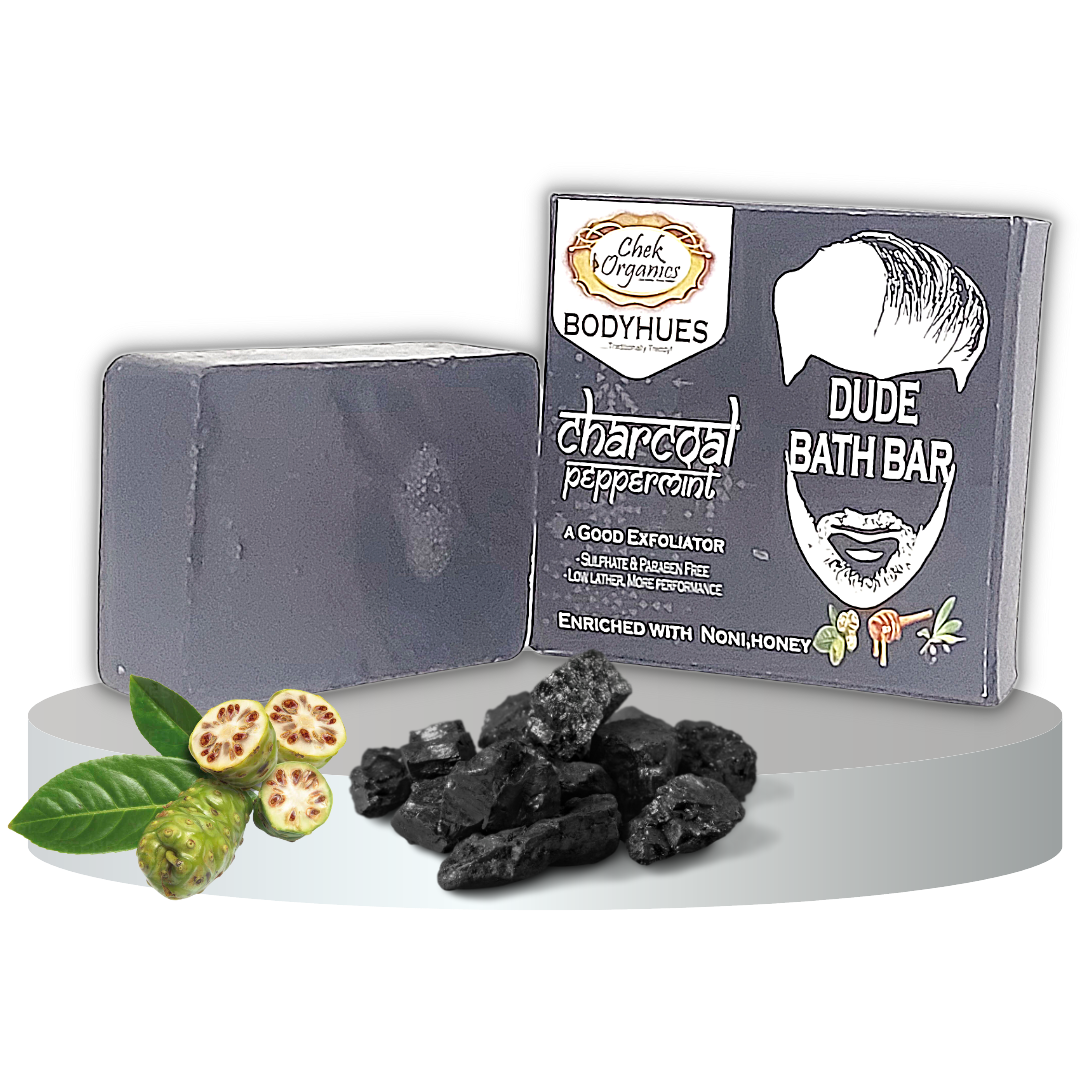 CHEKORGANICS BODYHUES – DUDE Charcoal Peppermint Soap 100gm