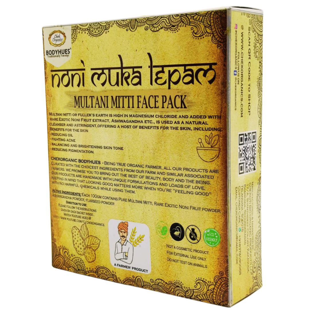 🌿CHEKORGANIC NONI MUKHA LEPAM - Multani Mitti face pack 100gm