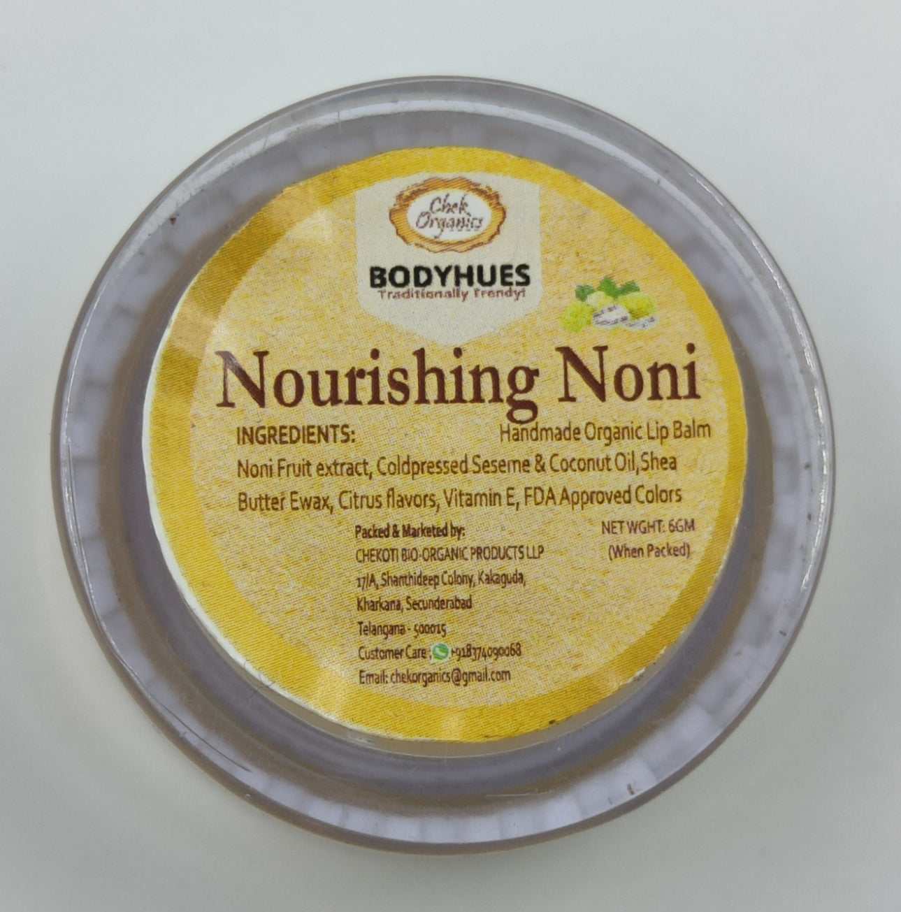 CHEKORGANICS BODYHUES – Nourishing Noni Lip Balm (Clear/Transparent)