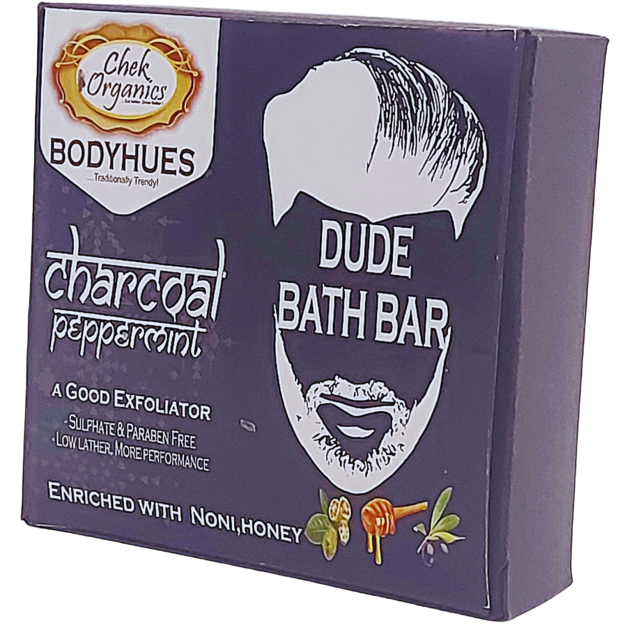 CHEKORGANICS BODYHUES – DUDE Charcoal Peppermint Soap 100gm