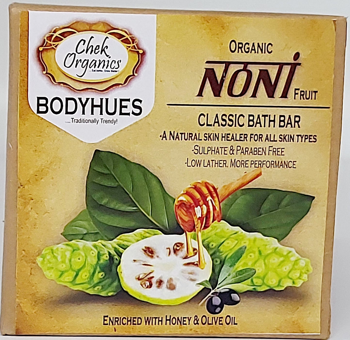 CHEKORGANICS BODYHUES – Organic Noni Fruit Bath Bar (100g)