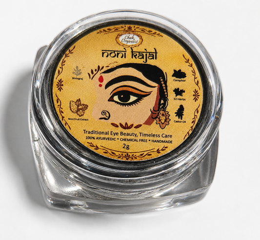 CHEKORGANICS AshyuKajal – Traditional Noni Kajal | 32 Ayurvedic Herbs | Smudge Free & Chemical Free Kajal | Cooling Eye Care | 2g