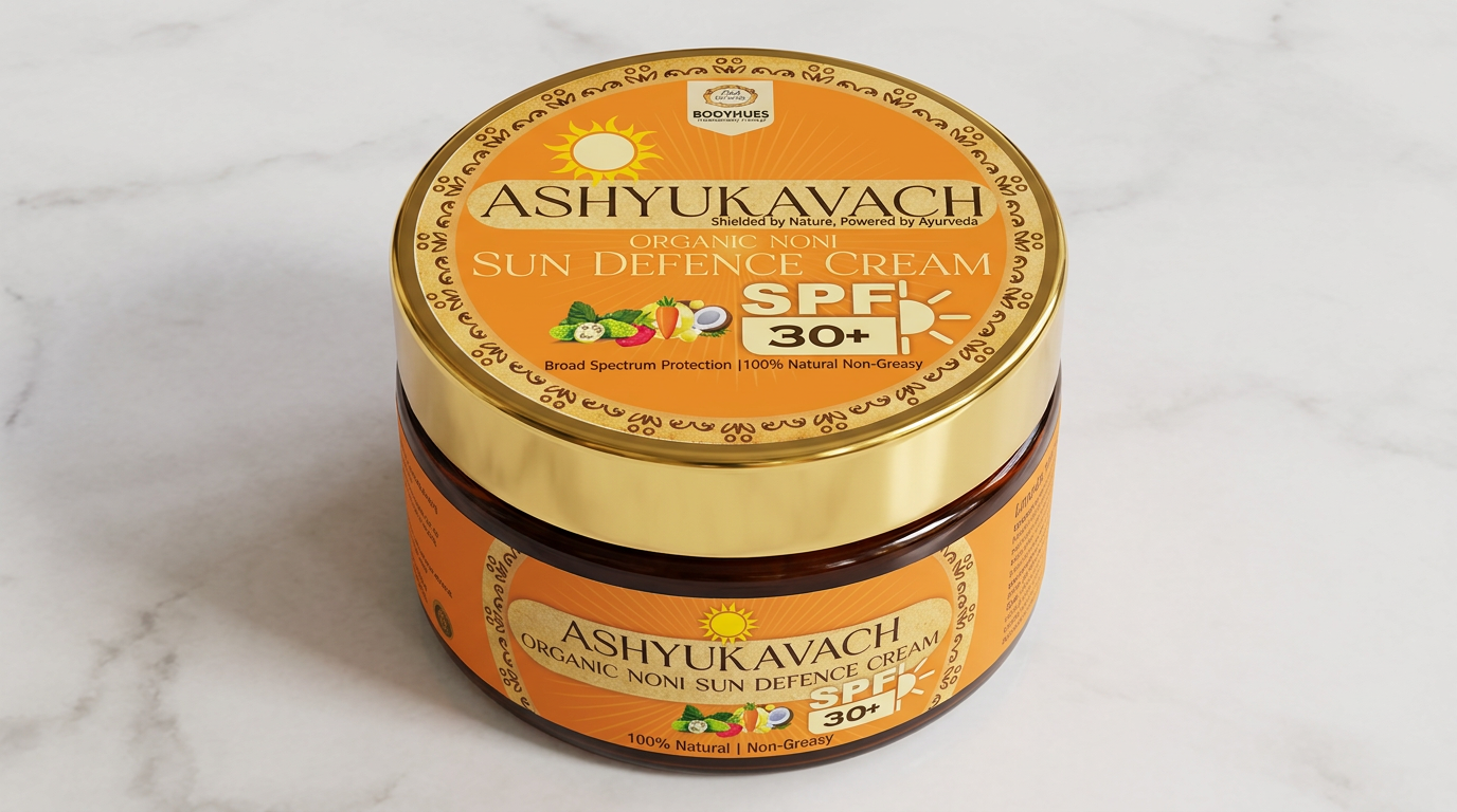 Sun Protection - CHEKORGANICS Ashyukavach Organic Noni Sun Defence Cream SPF 30+ | Natural Ayurvedic Sunscreen | Broad Spectrum Protection 50gm