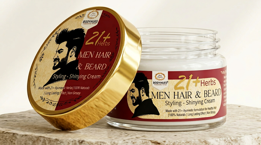 Hair & Beard Styling & Shining Cream - BODYHUES Men Hair Cream | Ayurvedic Hair & Beard Care for Men - 50gm