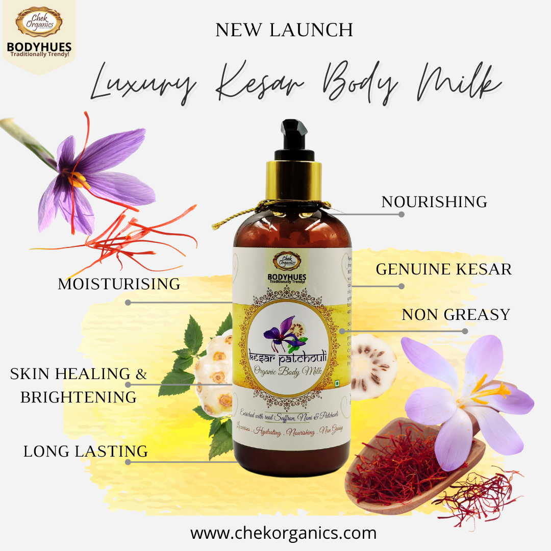 CHEKORGANIC BODYHUES – Kesar Patchouli Body Milk | 250gm