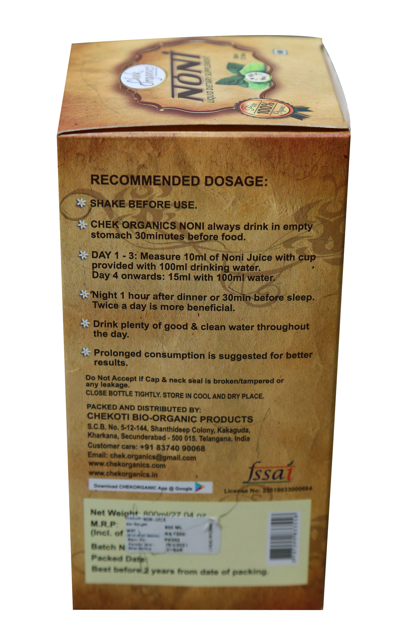 CHEKORGANICS Noni Fruit Juice – AYUSH Certified | Ayurvedic Wellness Elixir