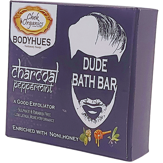CHEKORGANICS BODYHUES – DUDE Charcoal Peppermint Soap 100gm