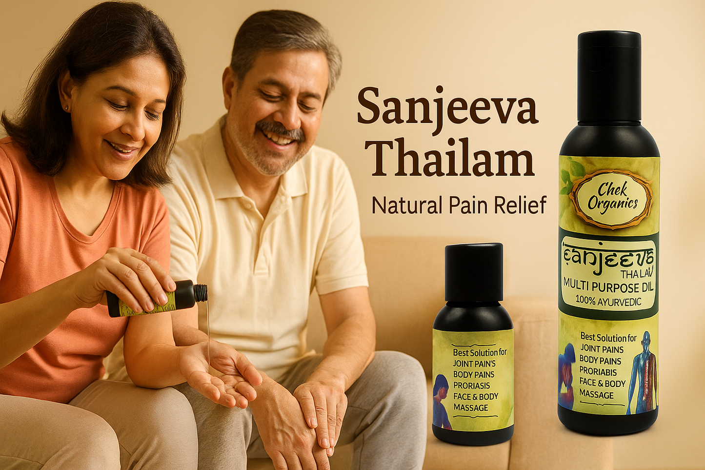 CHEKORGANICS Sanjeeva Thailam Pain Relief Banner