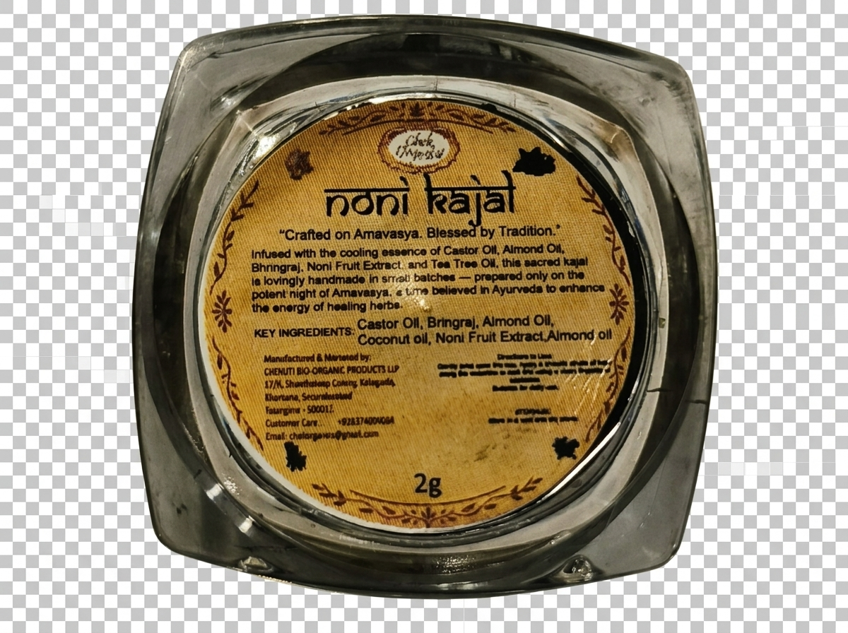 CHEKORGANICS AshyuKajal – Traditional Noni Kajal | 32 Ayurvedic Herbs | Smudge Free & Chemical Free Kajal | Cooling Eye Care | 2g